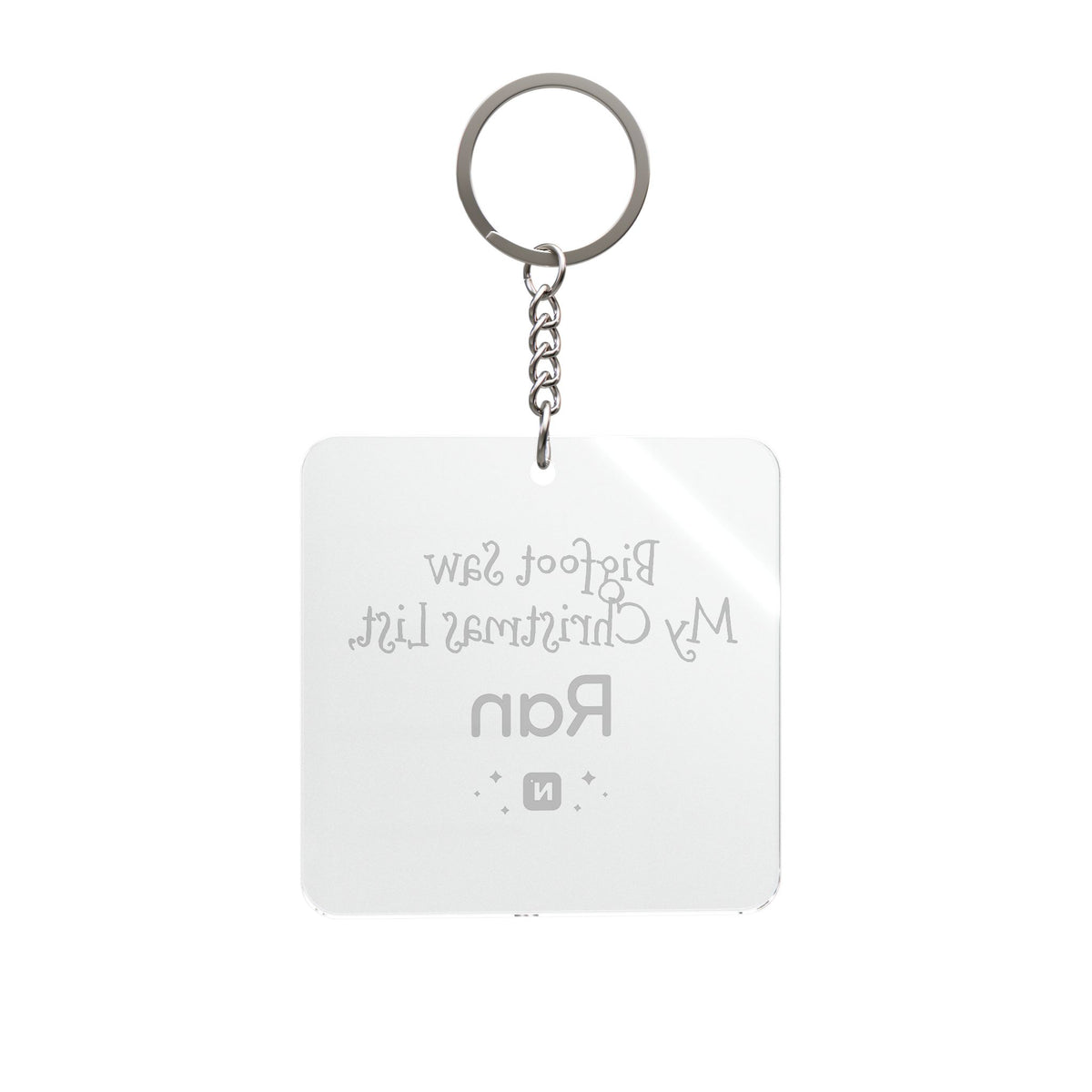 Bigfoot Christmas List keychain – original NewGiftDay design, view 2