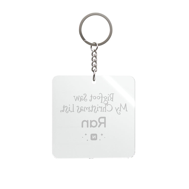 Bigfoot Christmas List keychain – original NewGiftDay design, view 2