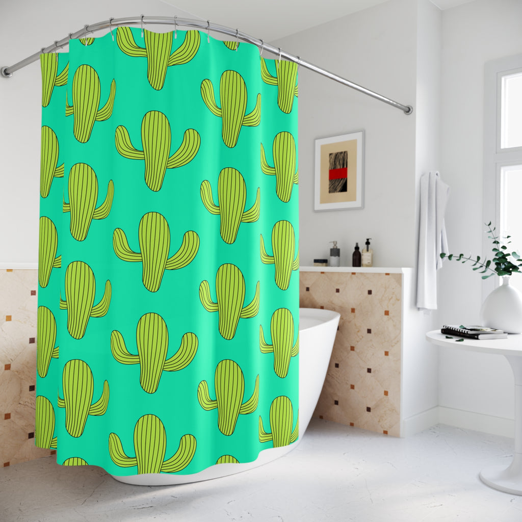 Cheerful Saguaro Cactus Pattern Shower Curtain Gift: Desert Chic for Sunny Homes