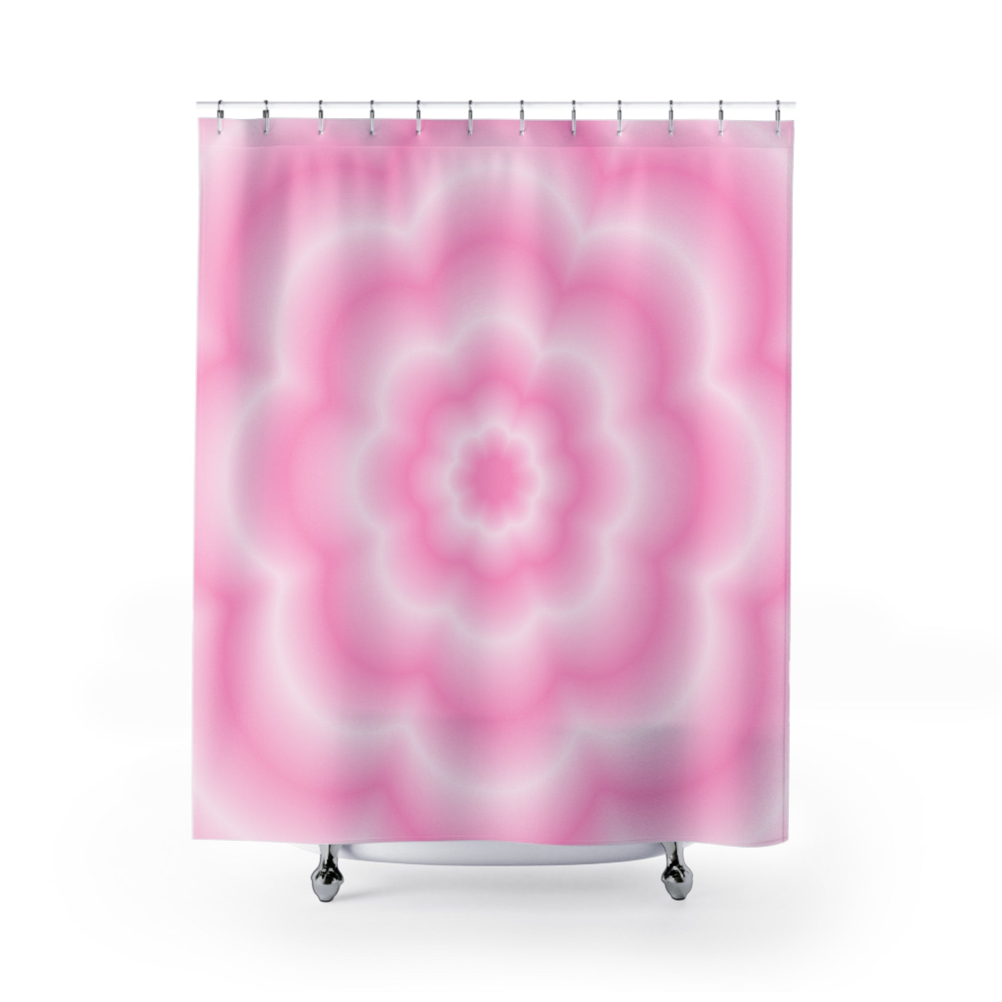 Soft Petal Bloom Op Art Shower Curtain Gift: Gentle Aura for Tranquil Spaces
