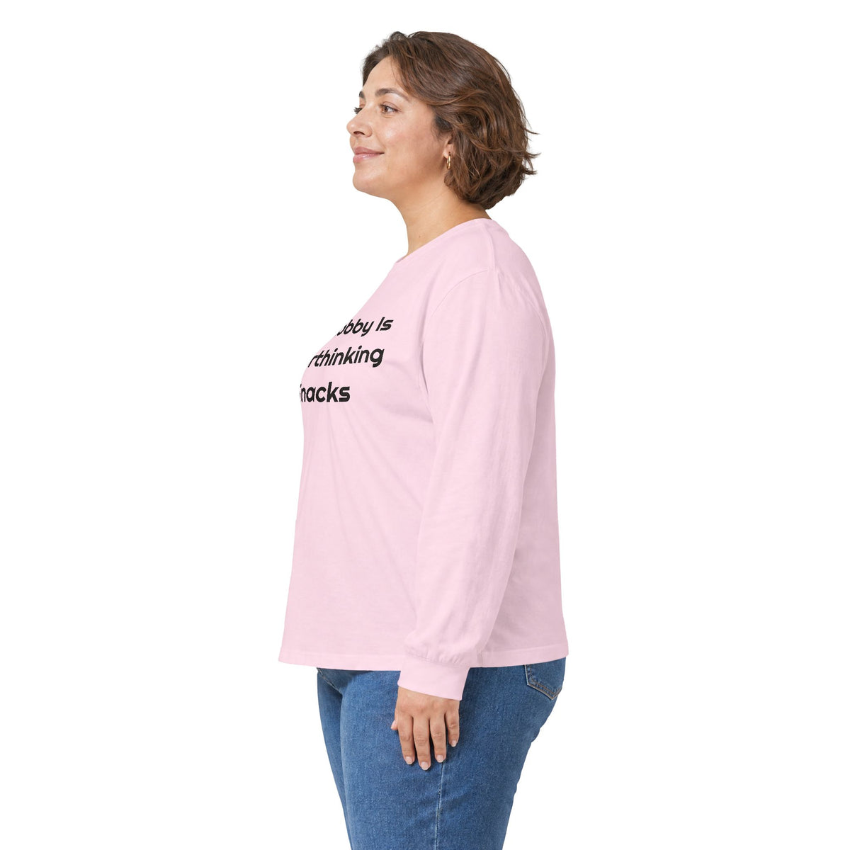 My Hobby Is Overthinking Snacks DTG Printed for Cozy Cravings long sleeve tee – original NewGiftDay design, view 20