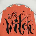 "100% Witch" Cauldron Shower Curtain Gift: Chic Enchantment for Mystical Homes