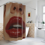 Ruby Red Glam Lips Shower Curtain Gift: High-Fashion Drama for Luxe Homes