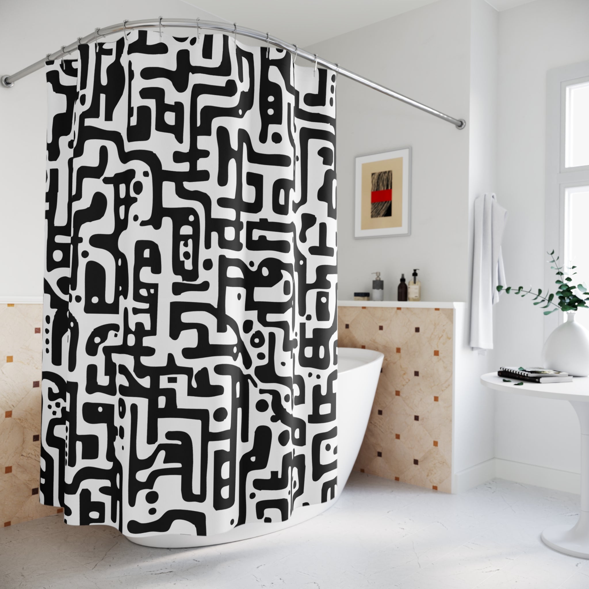 Abstract Circuit Maze Shower Curtain Gift: Modern Intrigue for Tech-Savvy Homes