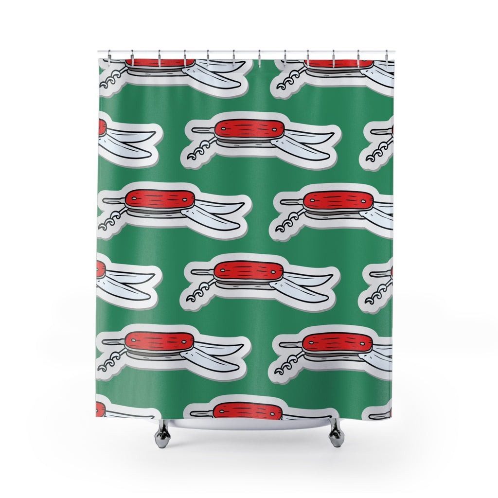 Swiss Army Knife Pattern Shower Curtain Gift: Playful Utility for Adventurous Homes