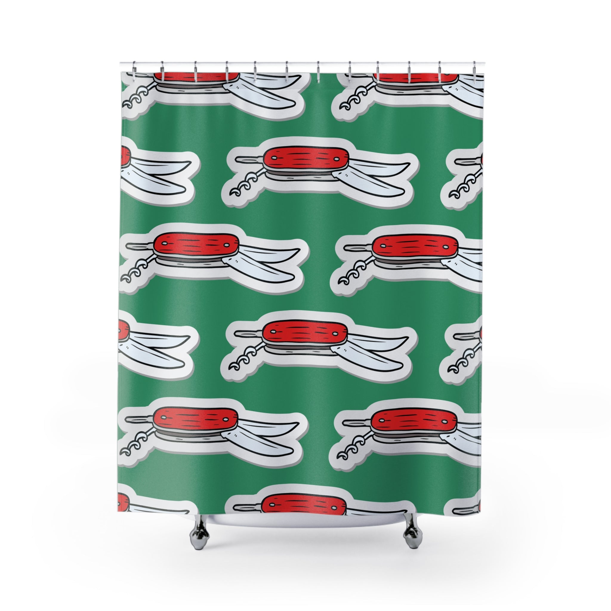 Swiss Army Knife Pattern Shower Curtain Gift: Playful Utility for Adventurous Homes