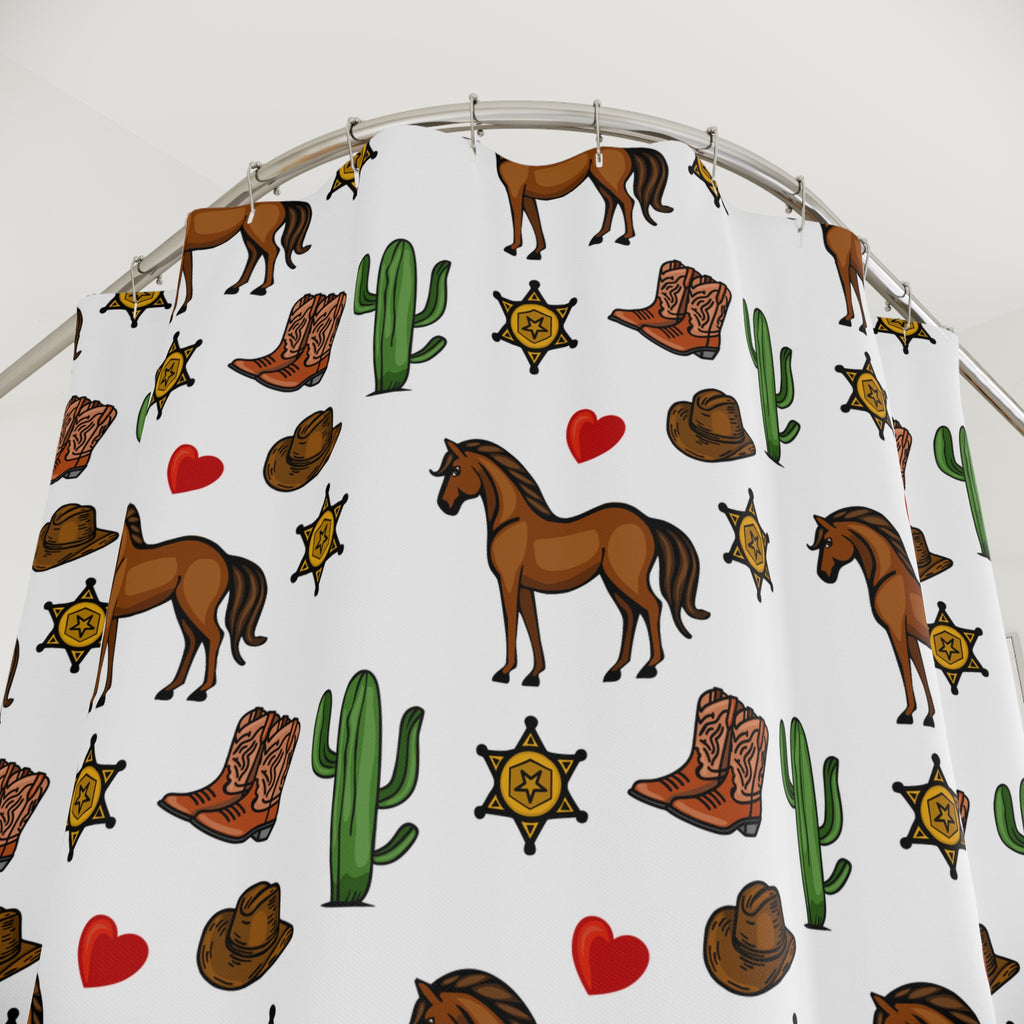 Whimsical Western Doodle Shower Curtain Gift: Sweet Frontier Fun for Playful Homes