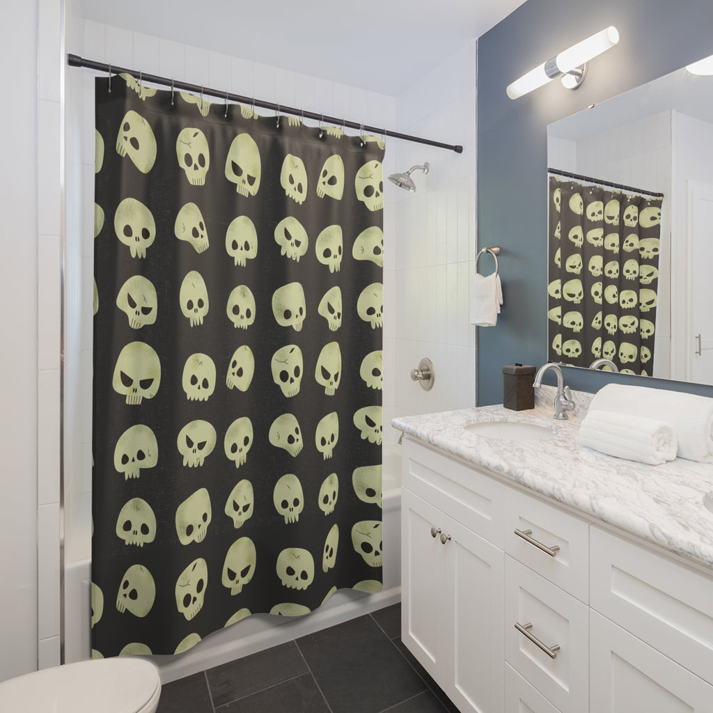 Quirky Cartoon Skull Pattern Shower Curtain Gift: Playful Spooky for Unique Homes