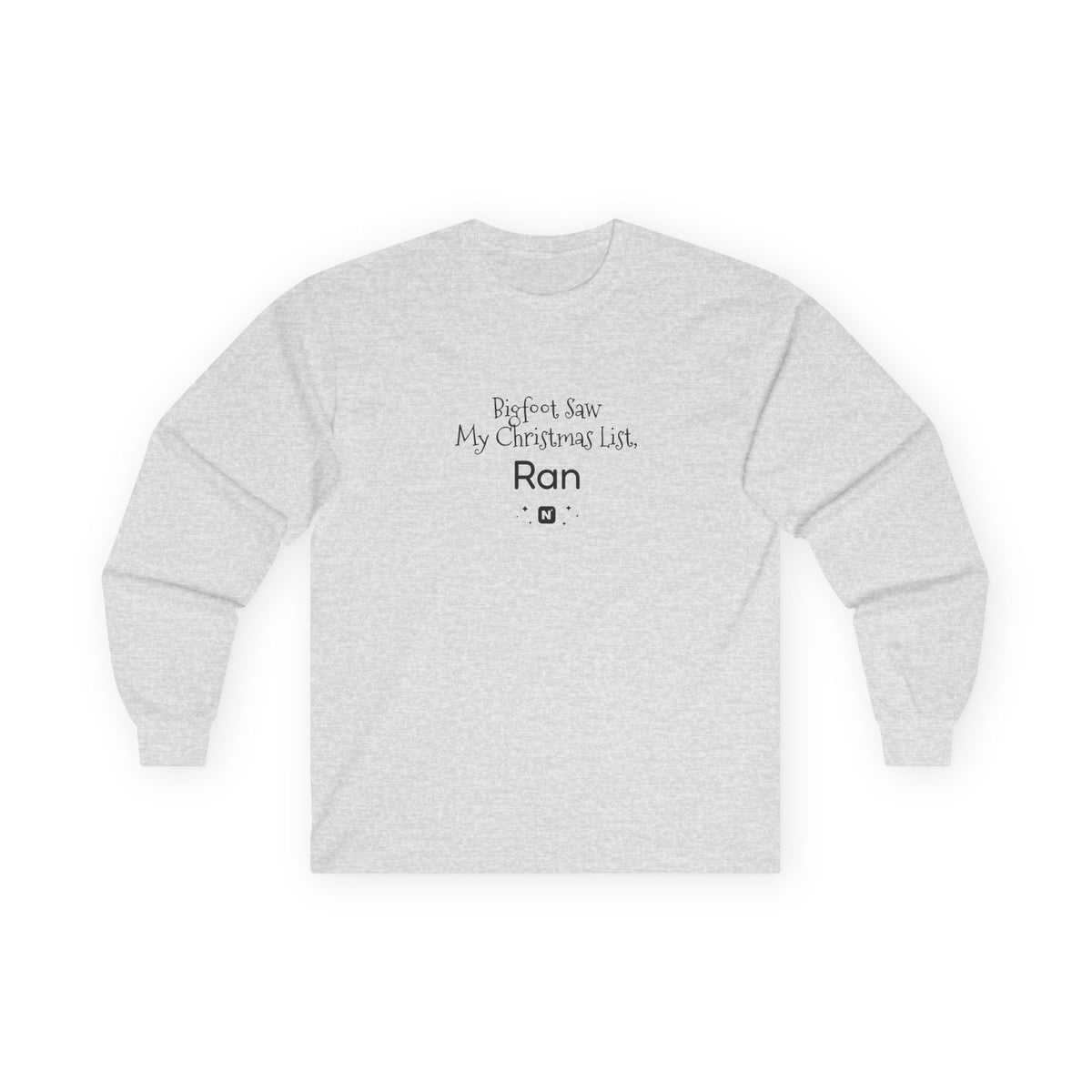 Bigfoot Christmas List long sleeve tee – original NewGiftDay design, view 8