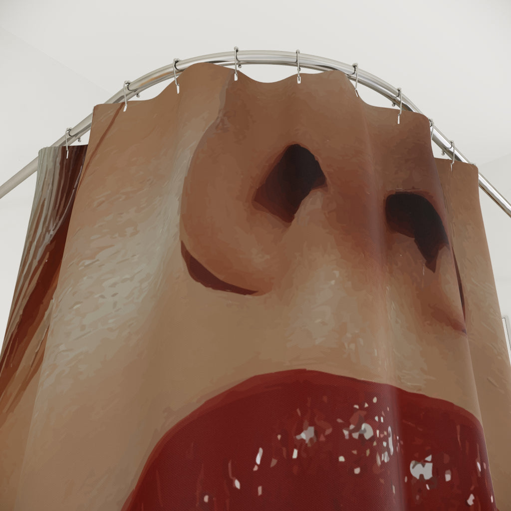 Ruby Red Glam Lips Shower Curtain Gift: High-Fashion Drama for Luxe Homes