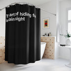 "Hiding Fun in Plain Sight" Slogan Shower Curtain Gift: Witty Art for Playful Homes