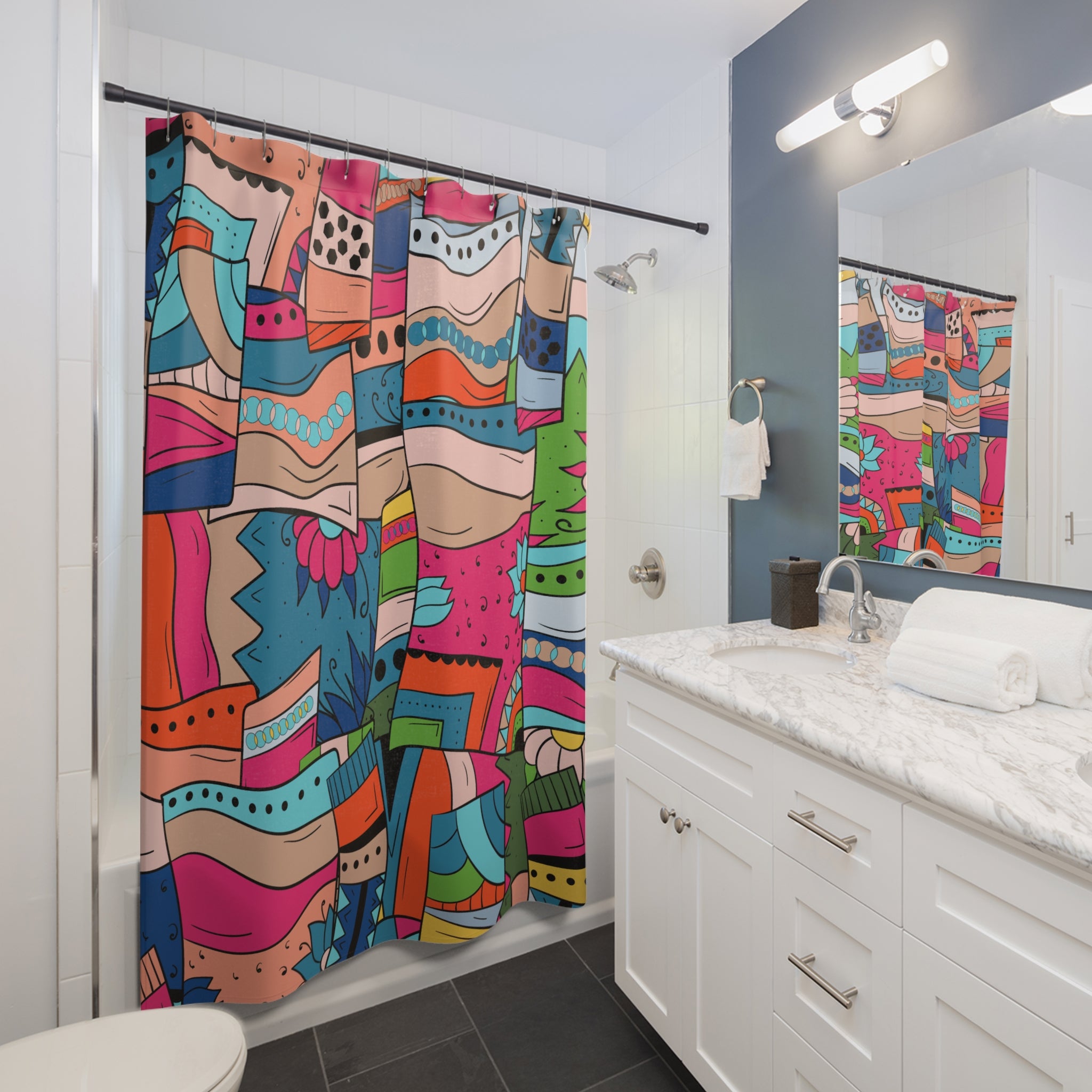 Folk Art Patchwork Shower Curtain Gift: Bohemian Charm for Eclectic Homes