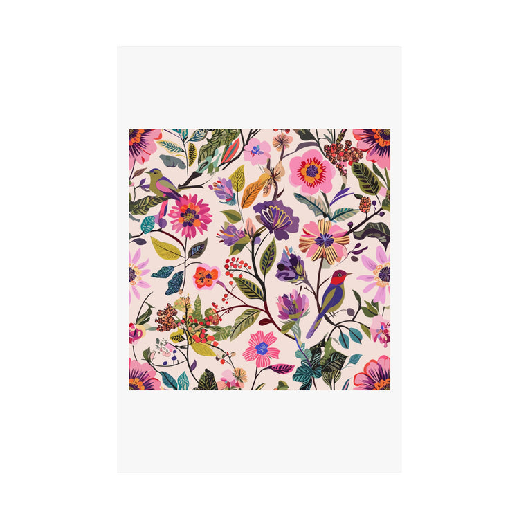 Blush Bird Garden Matte Wall Art for Gentle Bloom Decor poster – original NewGiftDay design, view 2