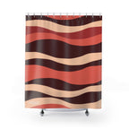 Warm Wavy Terracotta & Brown Shower Curtain
