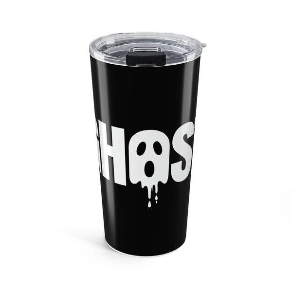Black-and-White Ghost Lettering Travel Tumbler design