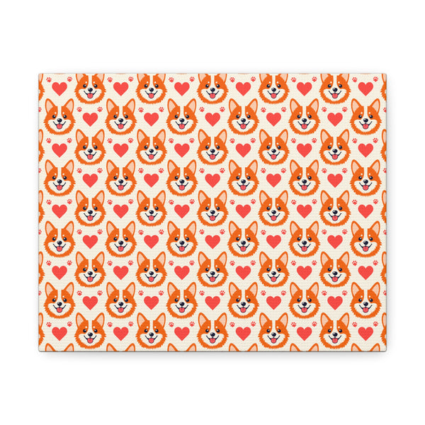 Corgi Hearts Stretched Canvas design