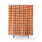 Wavy Grid Terracotta Shower Curtain Gift: Organic Modernism for Calm Spaces