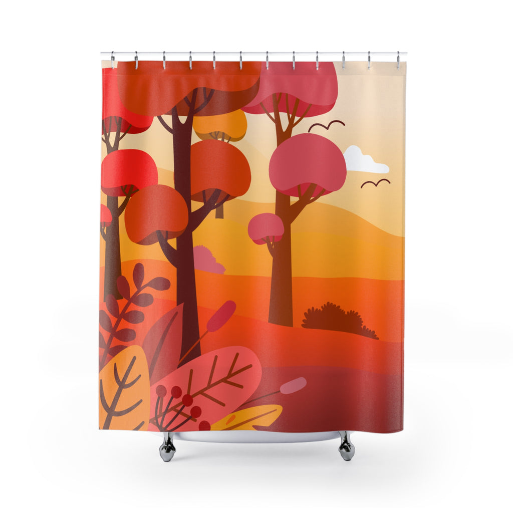 Warm Autumn Forest Serenity Shower Curtain Gift: Cozy Fall for Peaceful Homes