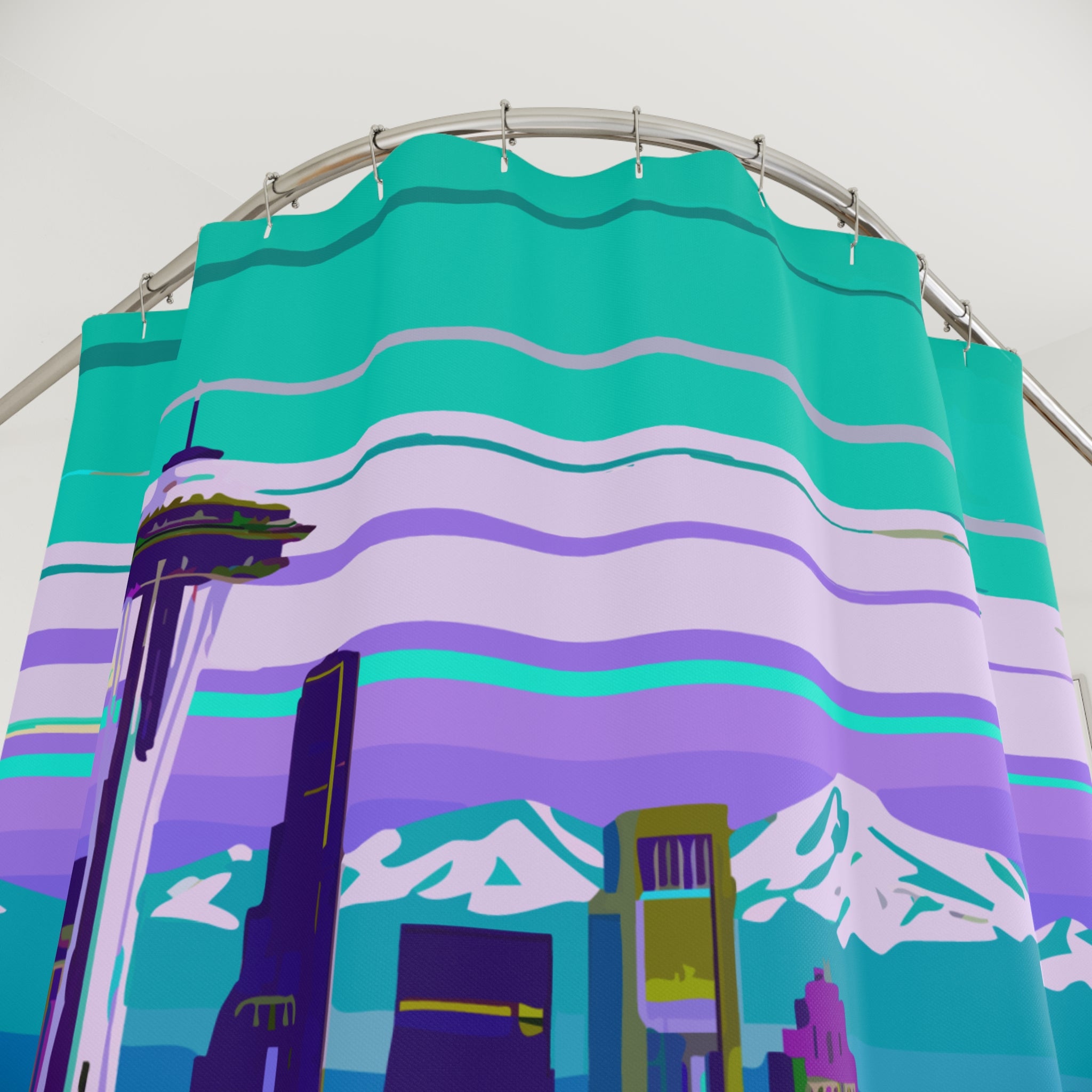 Seattle Skyline Pop Art Shower Curtain Gift: Urban Chic for Modern Homes