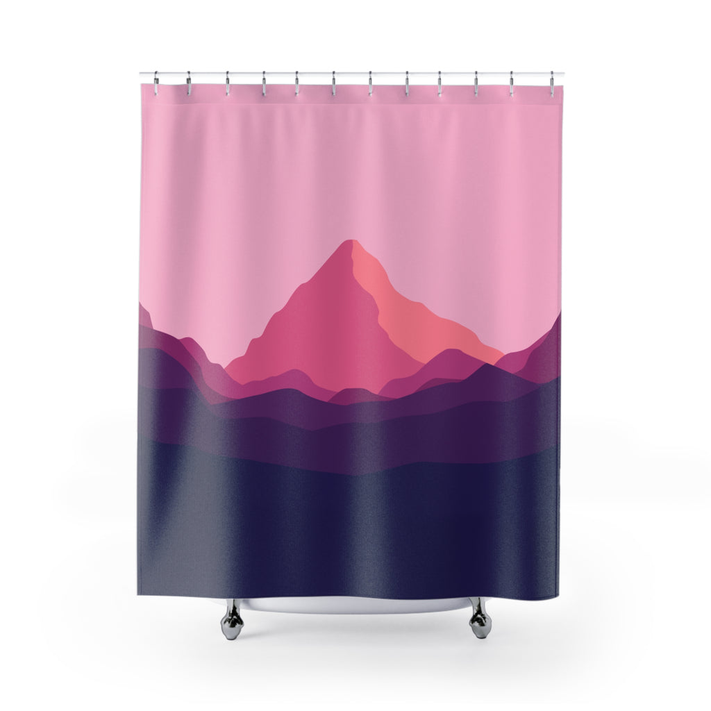 Gradient Mountain Forest Shower Curtain Gift: Ethereal Landscape for Calm Retreats