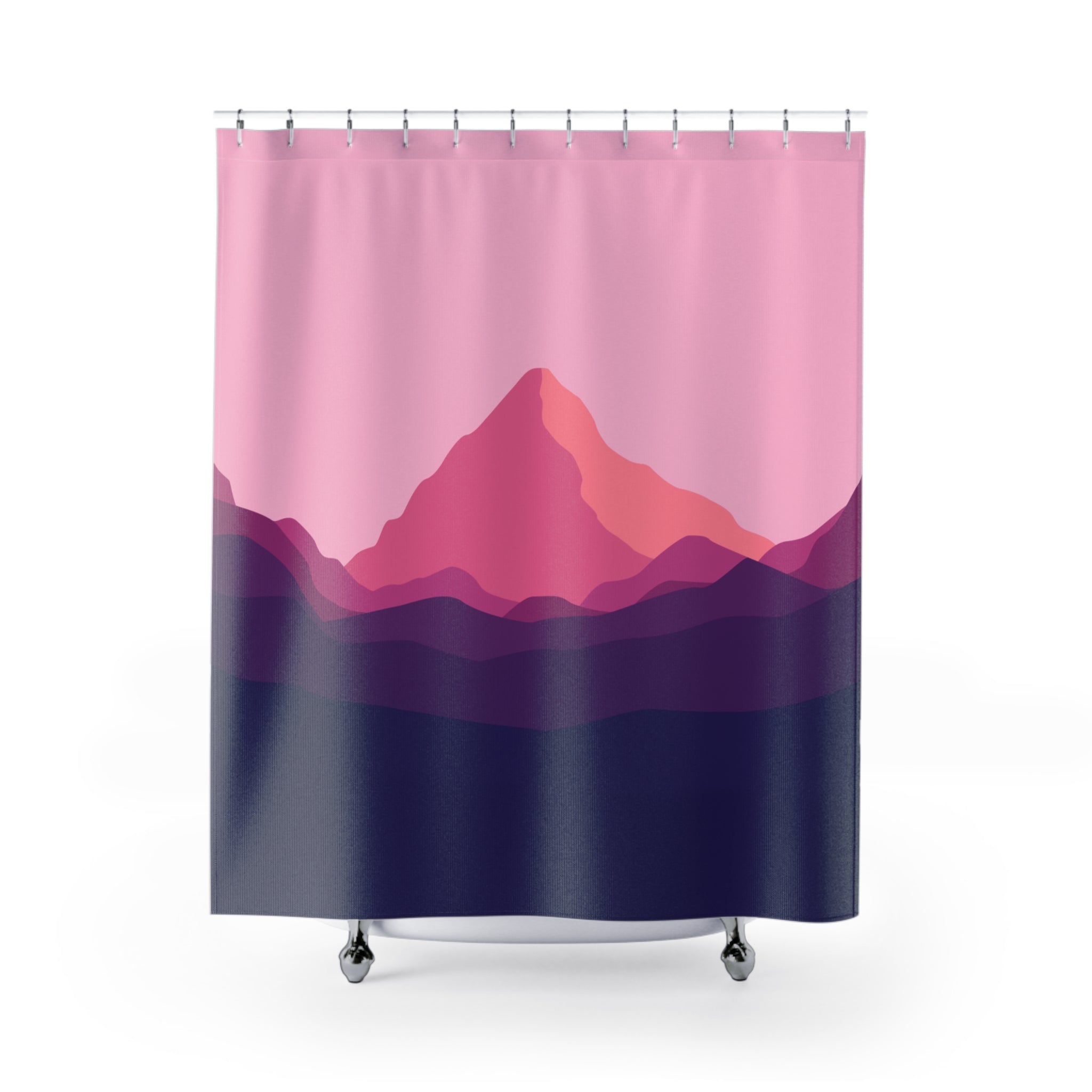 Gradient Mountain Forest Shower Curtain Gift: Ethereal Landscape for Calm Retreats