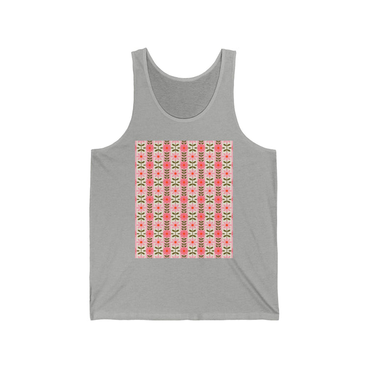 Retro Daisy Blooms Unisex Jersey Tank tank top in athletic-heather – original NewGiftDay design