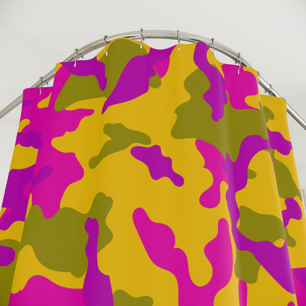 Minimalist Pink & Gold Camo Shower Curtain Gift for Fearless Style