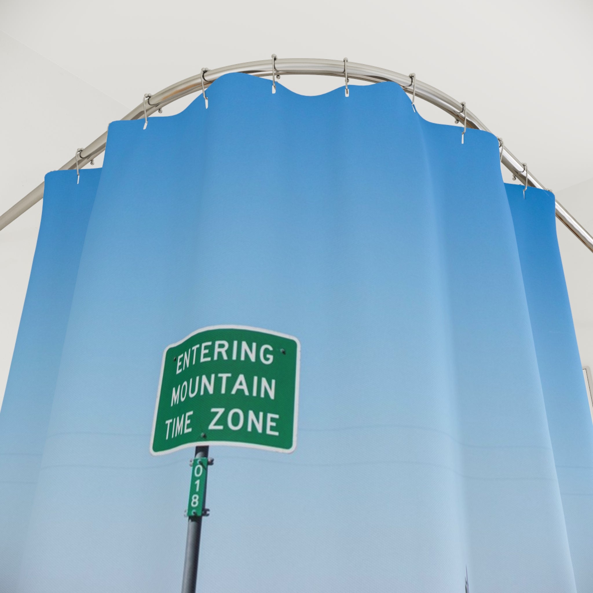 "Mountain Time Zone" Photo Art Shower Curtain Gift: Road Trip Vibe for Traveler Homes