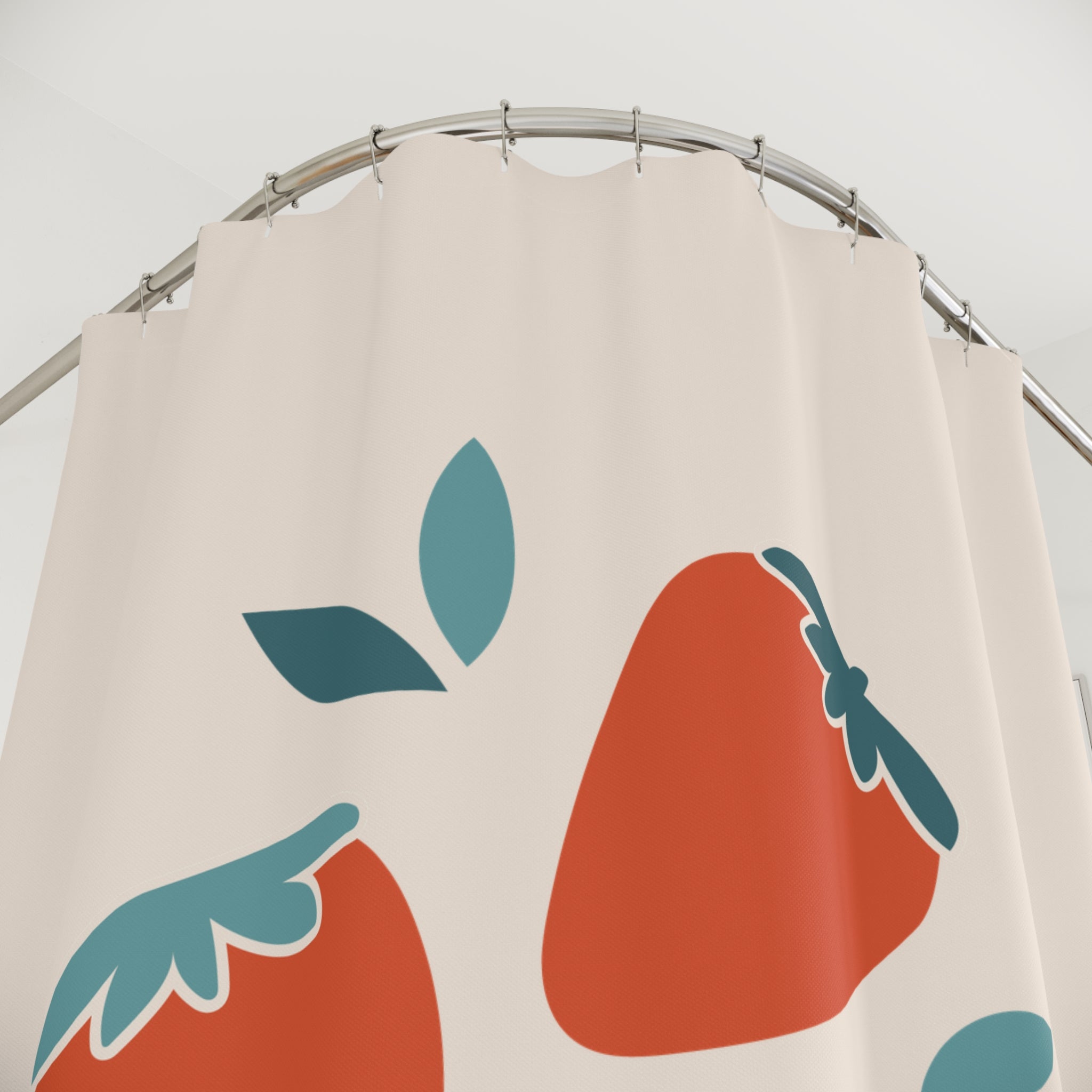 Minimalist Strawberry Art Shower Curtain Gift: Organic Freshness for Aesthetic Homes