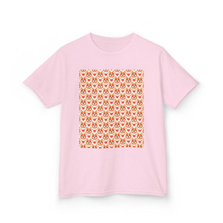 Corgi Hearts Kids Heavy Cotton™ kids tee in light-pink – original NewGiftDay design