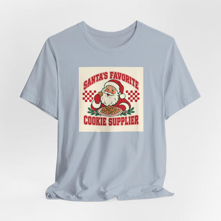 Santa's Favorite Cookie Supplier T-shirt in light-blue – original NewGiftDay design