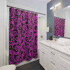 A Little Pink Snaky Patterned Shower Curtain