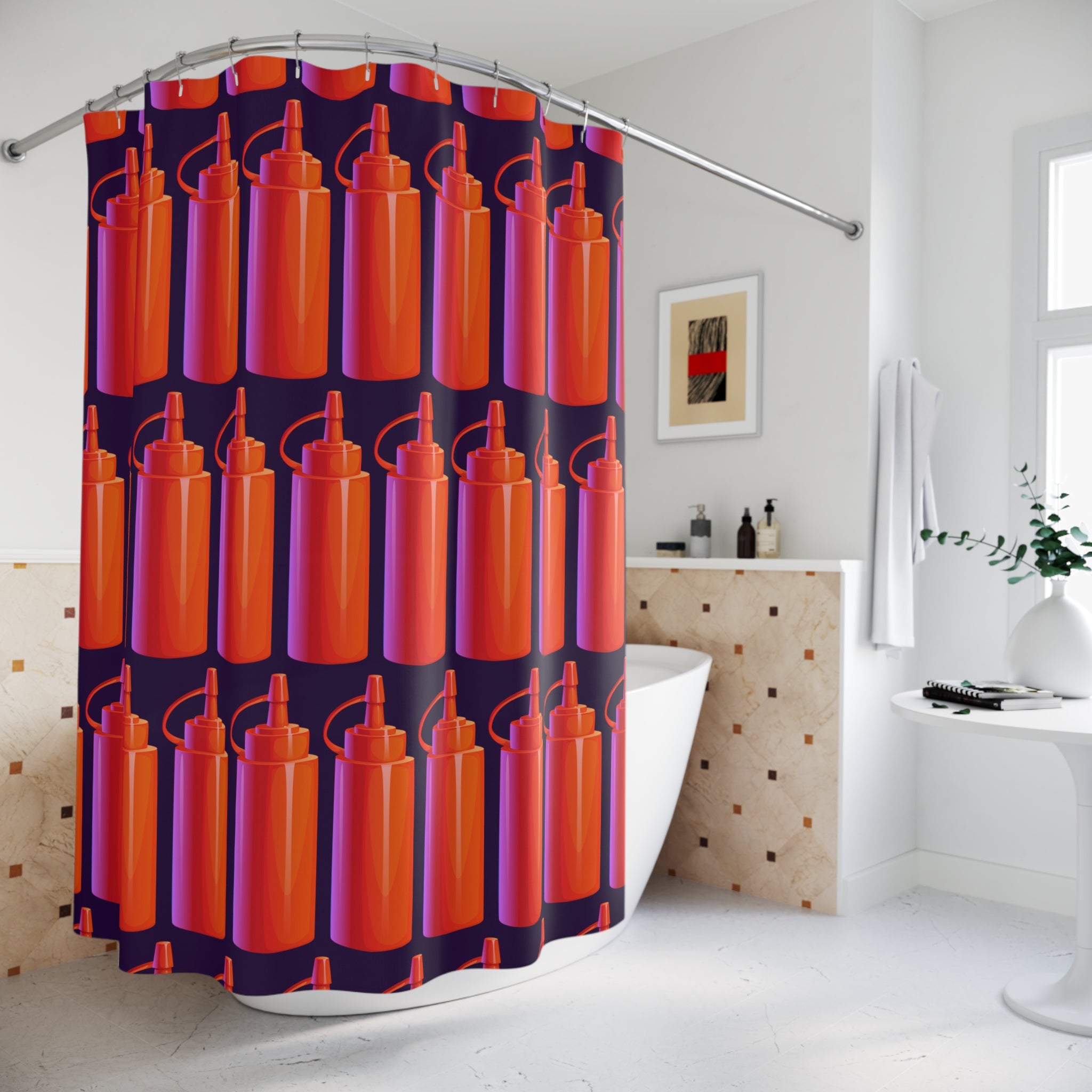 Ketchup Bottle Pop Art Shower Curtain Gift: Graphic Edge for Foodie Homes