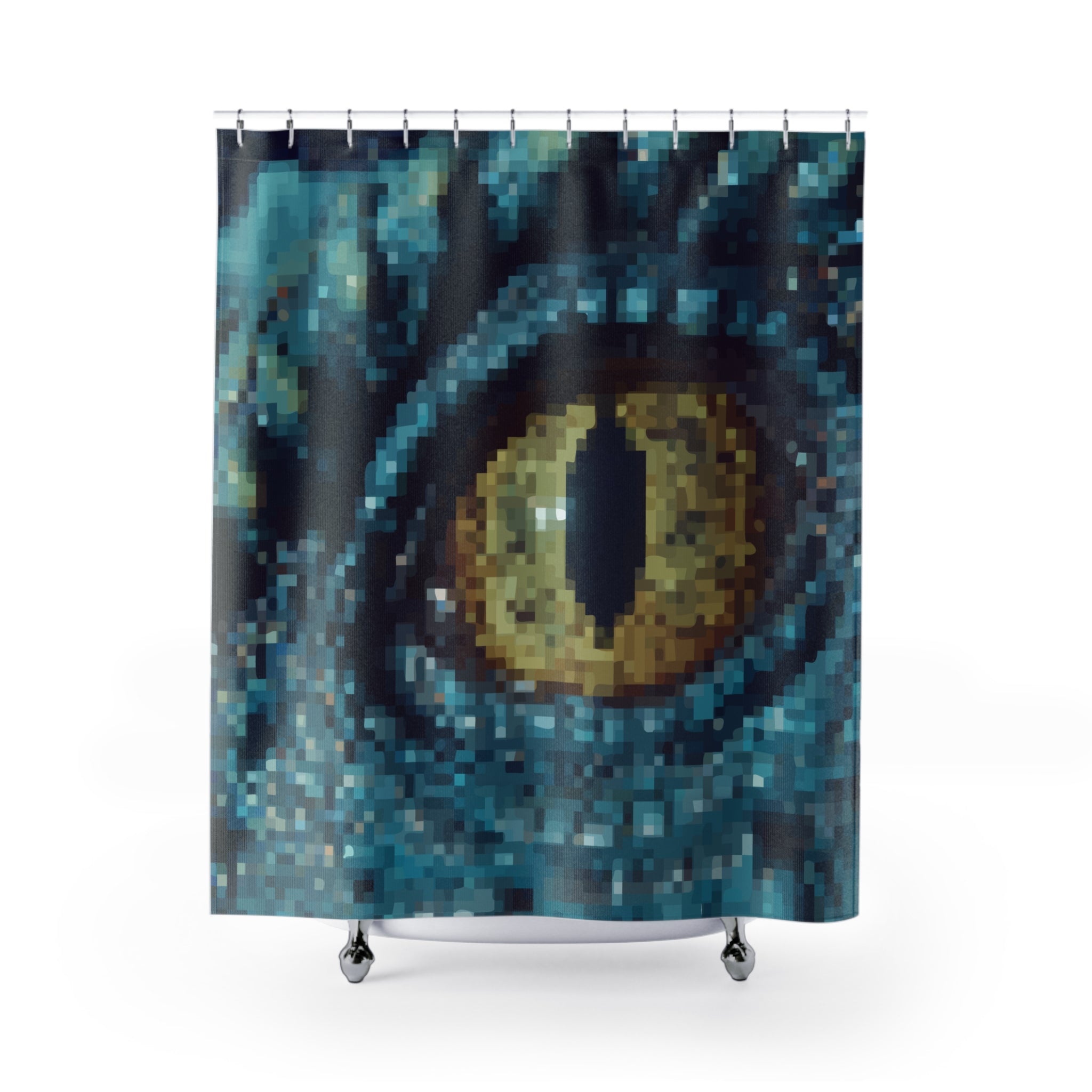 Dragon Eye Pixel Art Shower Curtain Gift: High-Impact Fantasy for Gamer Homes