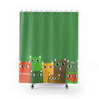 Quirky Cartoon Cat Peek Shower Curtain Gift: Playful Feline Art for Lively Homes