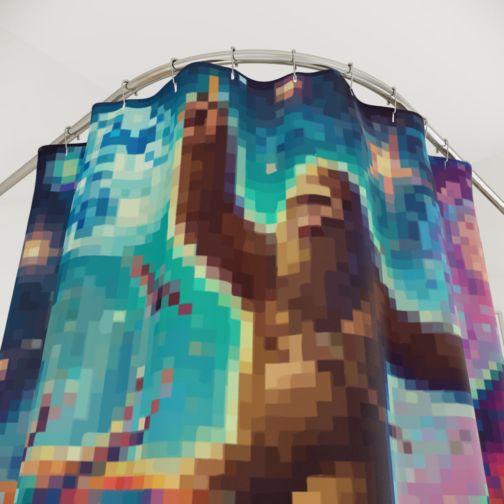 Epic Pixel Fantasy Shower Curtain Gift: Sasquatch Dragon Ride for Legend Homes