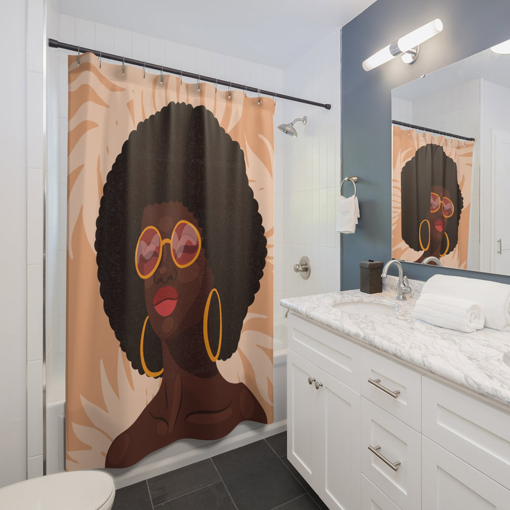 Empowered Afro Queen Shower Curtain Gift: Bold Style for Confident Spaces