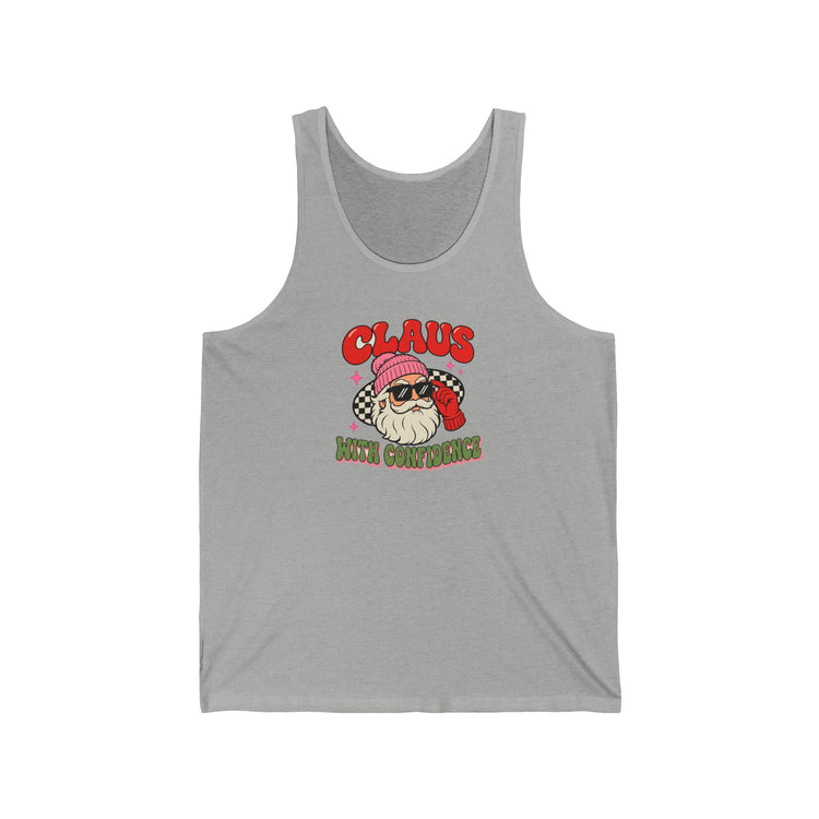 Claus With Confidence Unisex Jersey Tank tank top in athletic-heather – original NewGiftDay design