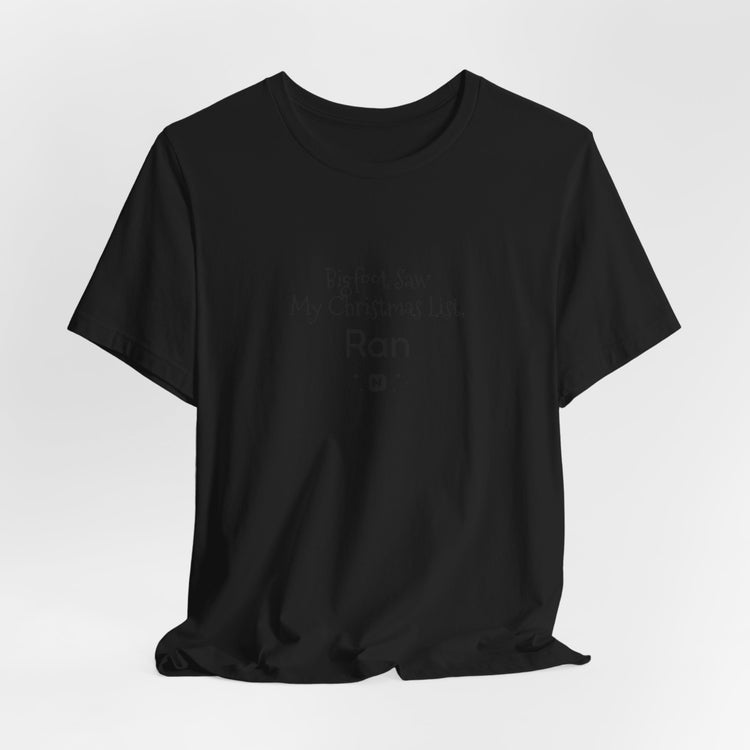 Bigfoot Christmas List T-shirt in heather-sunset – original NewGiftDay design