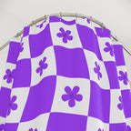 Psychedelic Checkerboard Flower Shower Curtain Gift: Groovy Retro for Funky Homes
