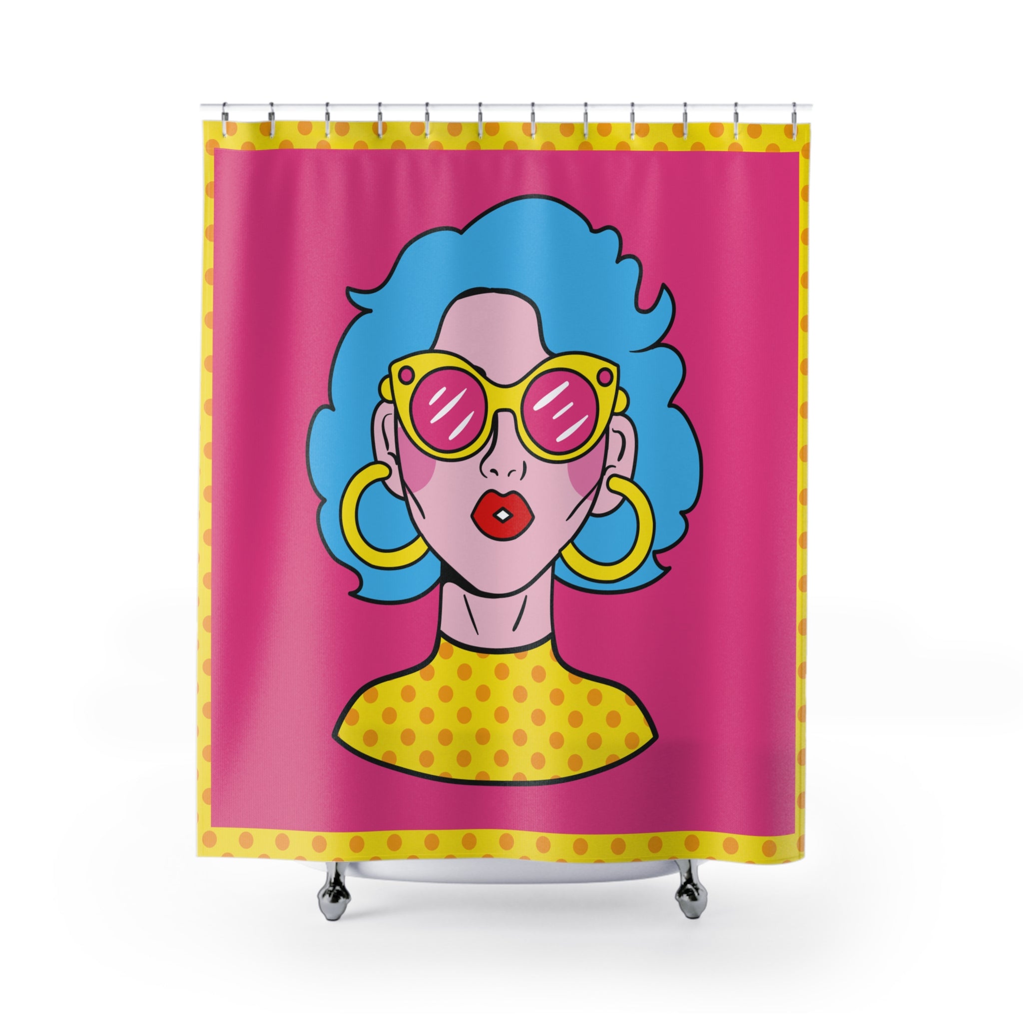 Pop Art Retro Style Woman Shower Curtain Gift: 80s Glam for Bold Homes