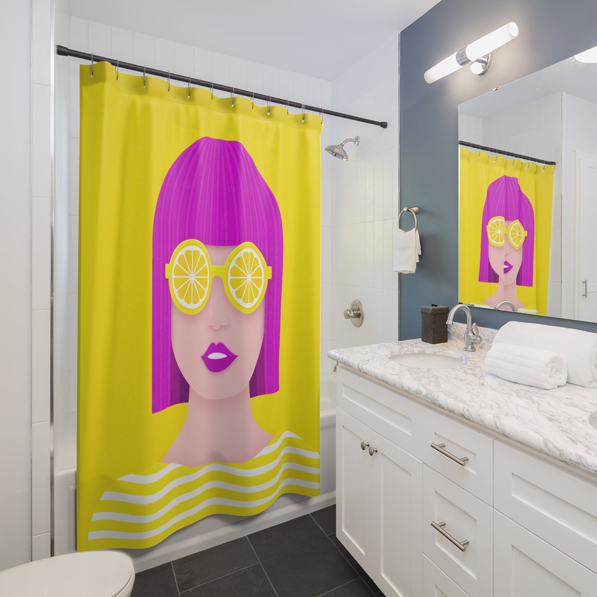 Lemon Slice Shades Pop Art Shower Curtain Gift: Zesty Style for Bold Homes