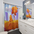 Vibrant Autumn Cityscape Landscape Shower Curtain Gift: Modern Fall for Artistic Homes