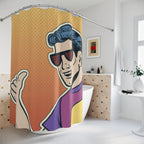 Pop Art "Shaka" Cool Guy Shower Curtain Gift: Retro Surf Vibes for Fun Homes