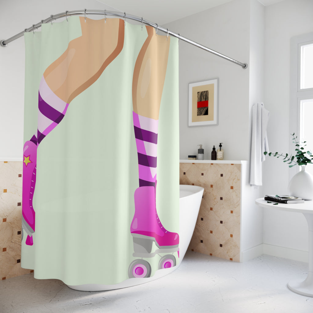 Pink & Purple Roller Skate Shower Curtain Gift: Groovy Vibes for Nostalgic Bathrooms
