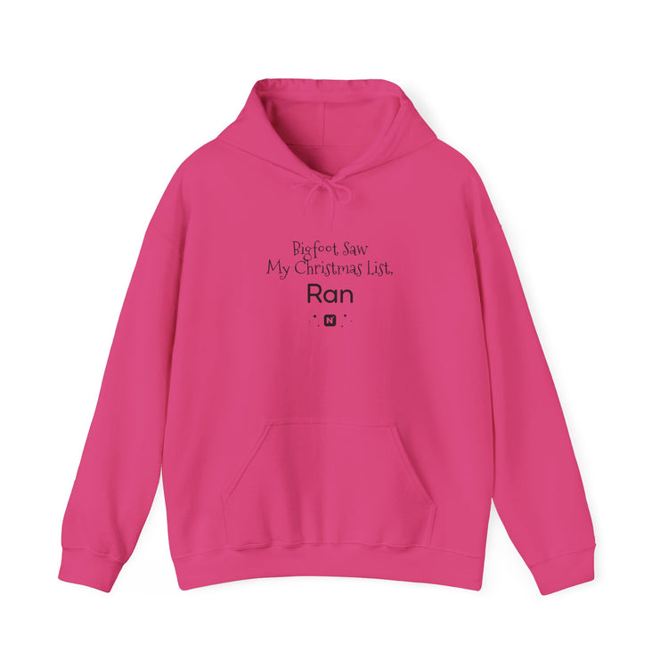 Bigfoot Christmas List™ Hooded sweatshirt in heliconia – original NewGiftDay design