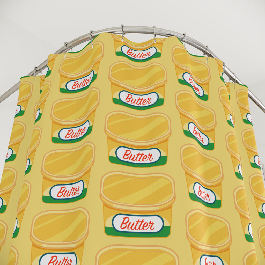 Butter Tub Pop Art Shower Curtain Gift: Golden Comfort for Foodie Homes
