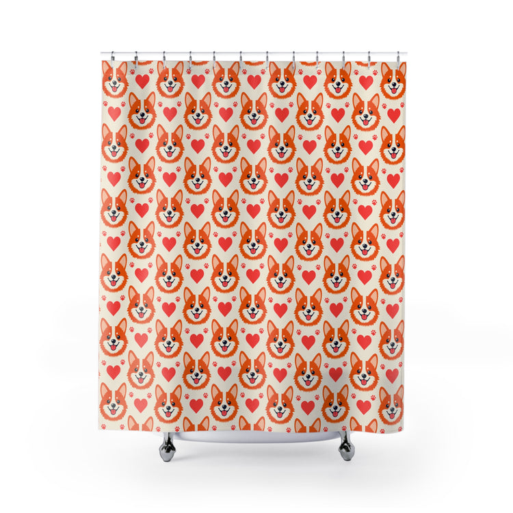 Corgi Hearts Shower Curtains design