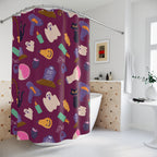 Cute Halloween Icon Pattern Shower Curtain Gift: Playful Spooky for Festive Homes