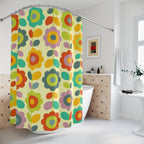 Mod Geometric Flowers Yellow Shower Curtain Gift: Retro Pop for Stylish Homes